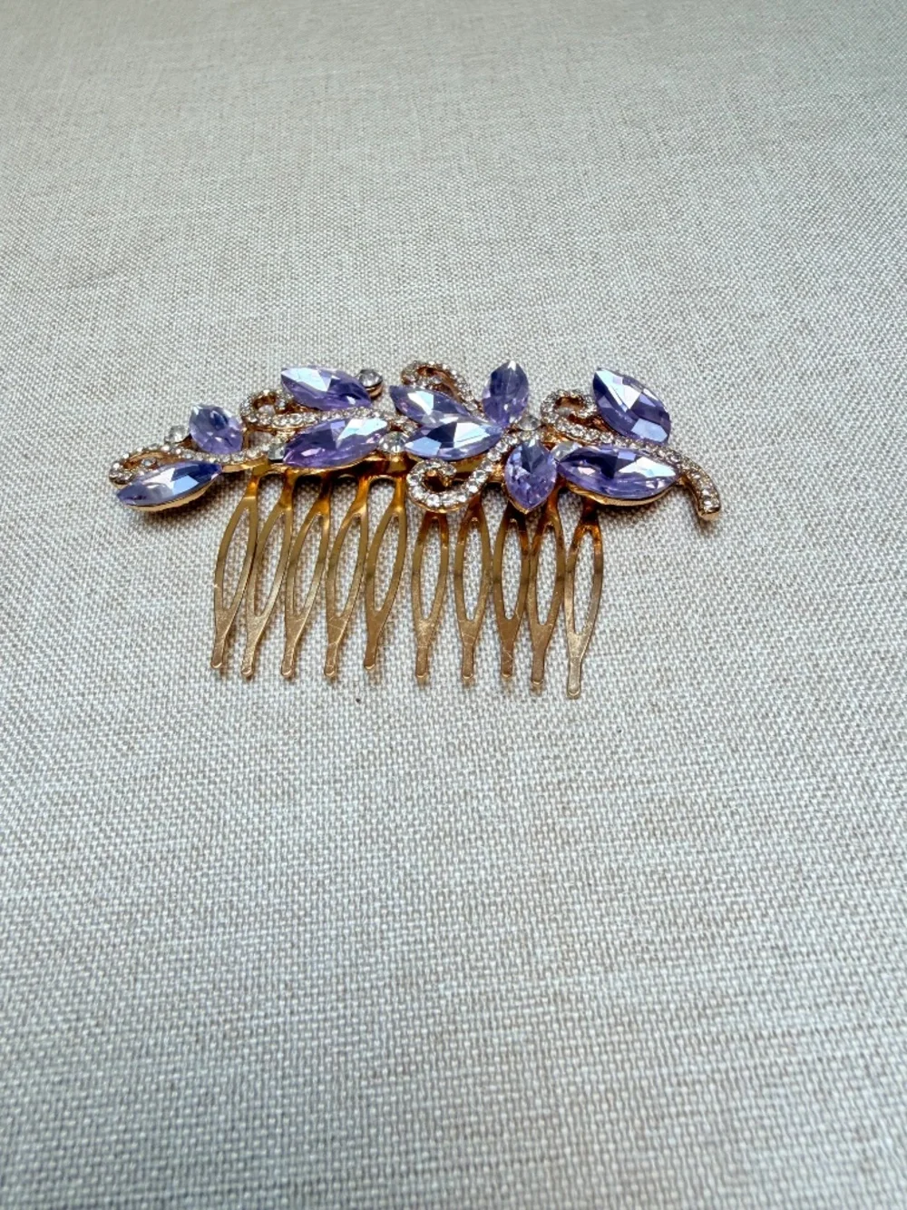 Lavender Purple Crystal Hair Comb Wedding Prom Formal